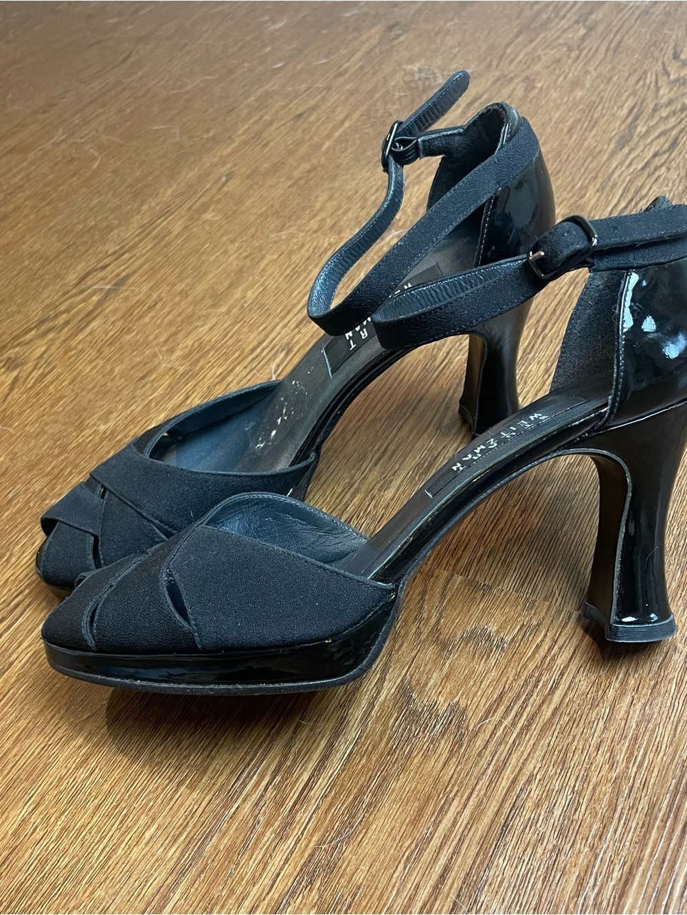 Vintage Stuart Weitzman Black Ankle-Strap Heels Size 7.5 - Picture 5 of 7